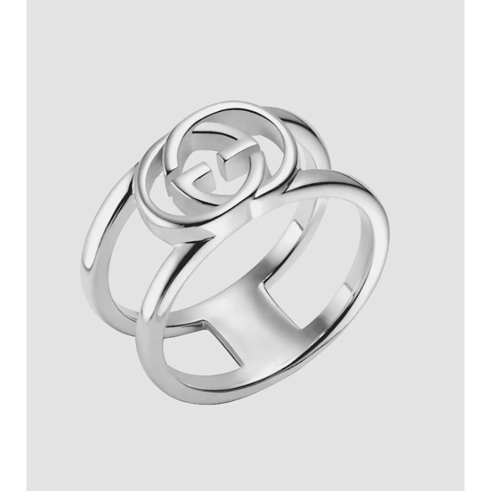 Gucci Interlocking G Open Band Ring Sterling Silver 925 IT 16 296036 Italy